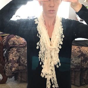 Blush lace and chiffon scarf